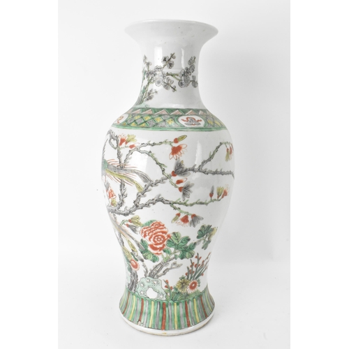 41 - A Chinese famille vert yen-yen vase, Qing Dynasty, late 19th century, in the Kangxi style, of balust... 