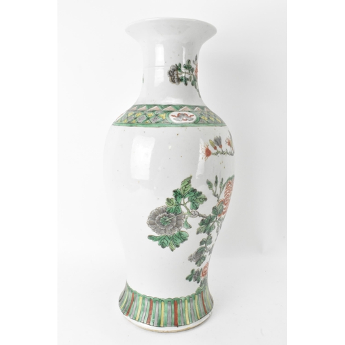 41 - A Chinese famille vert yen-yen vase, Qing Dynasty, late 19th century, in the Kangxi style, of balust... 