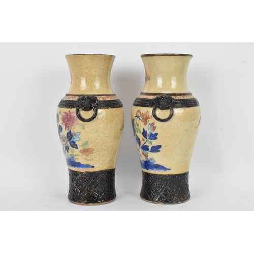 57 - A pair of Chinese Nanking crackle glazed vases, Qing dynasty, late 19th century, baluster form with ... 