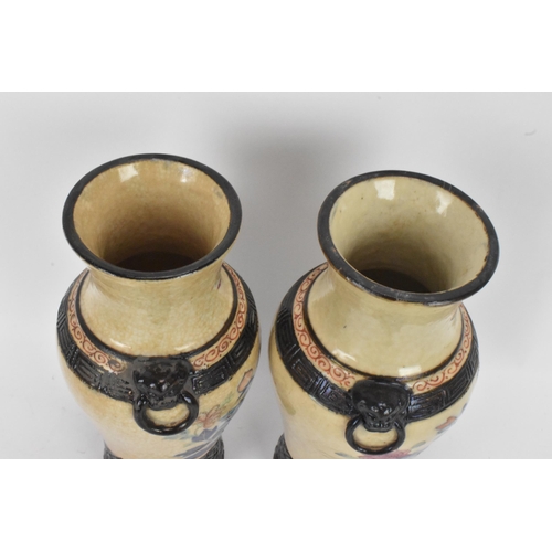 57 - A pair of Chinese Nanking crackle glazed vases, Qing dynasty, late 19th century, baluster form with ... 