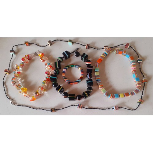 45 - Four 1980's colourful 'sweetie' resin necklaces, 2 signed Sobral (Carlos Sobral, Brazil), a 'sweetie... 