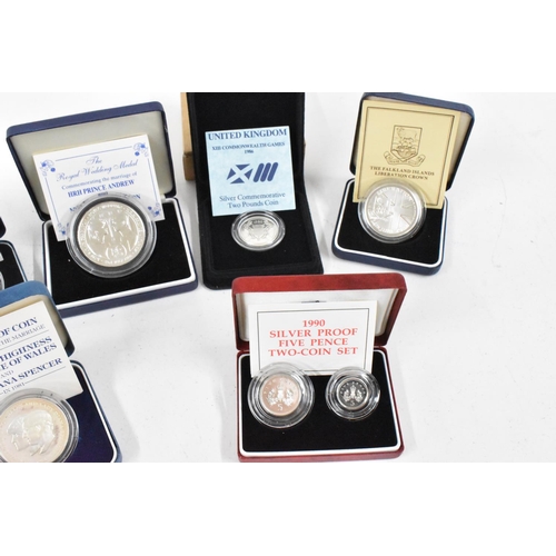 71 - Silver Proof Commemorative Coins - A mixed collection comprising of 1981 and 1986 Royal Wedding Crow... 