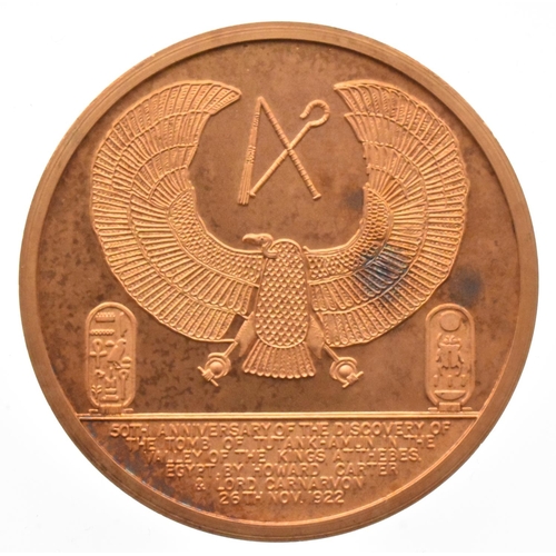 96 - Medallion - 50th Anniversary of the Discovery of the Tomb of Tutankhamun, 22ct Gold Plated on Sterli... 