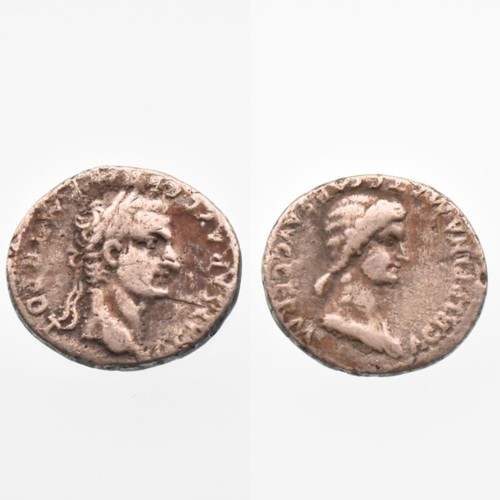 Roman Empire - Gaius 'Caligula' (AD 37-41), Denarius, Obv. laureate head of Gaius right / Rev. draped bust of Agrippina Senior right,