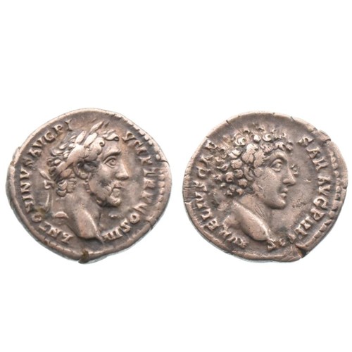 Roman Empire - Antonius Pius (AD 138-161) and Marcus Aurelius (as Caesar), Denarius, Obv. Laureate head of Antoninus Pius right, // Rev. Bare-head of young Marcus Aurelius right,