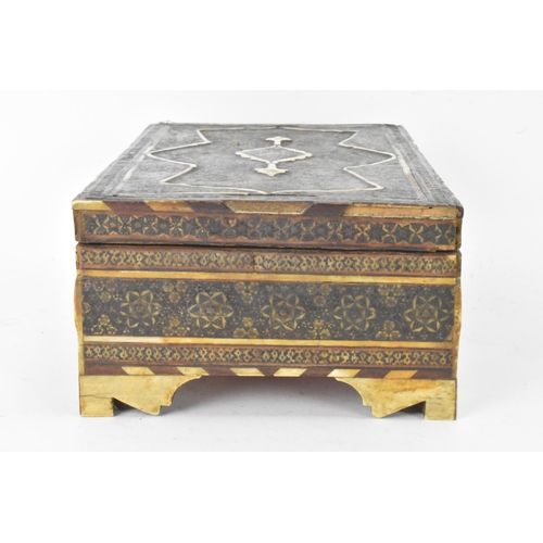 431 - A Persian late Qajar dynasty box, of rectangular form, profusely inlaid with micro-mosaic inlaid for... 