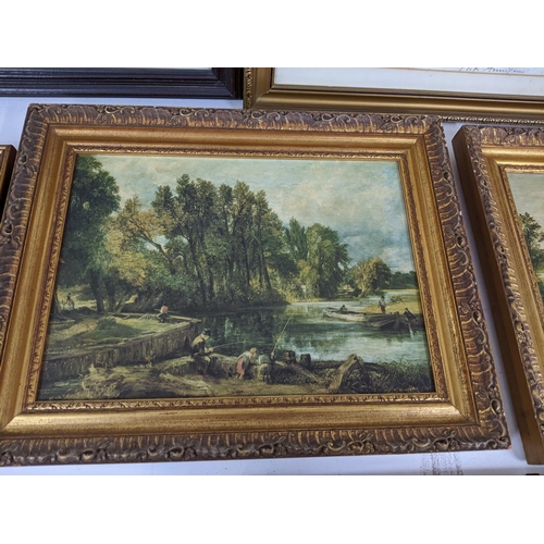 436 - A mixed lot of framed pictures to include an oil on canvas of a French street scene by W Kirby, Cons... 