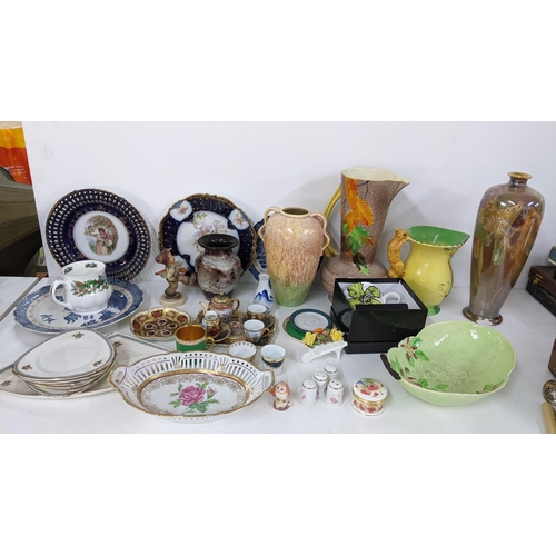 445 - A mixed lot to include a Royal Crown Derby pin dish, Wilkinsons lustre vase, Carlton ware, Vienna mi... 