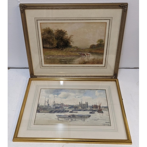 71 - Attributed to Thomas Bush Hardy, 'A view of the Thames with boats' watercolour signed and J Wait Cla... 