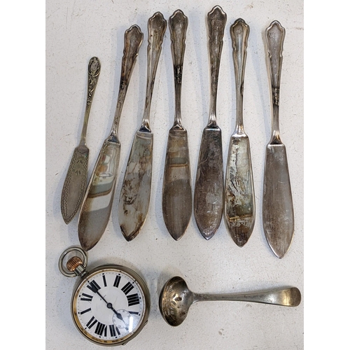 74 - Silver plated flatware and an eight day large pocket watch
Location: CAB 1
If there is no condition ... 