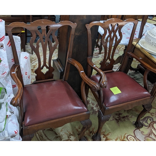 84 - Mixed chairs to include a pair of 1920s bedroom chairs and a pair of Chippendale style armchairs 
Lo... 