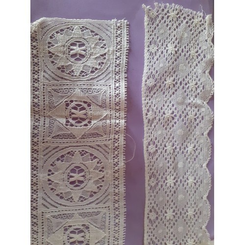 47 - A quantity of early to mid 20th Century machine made lace trim and decorative clothing insertions al... 