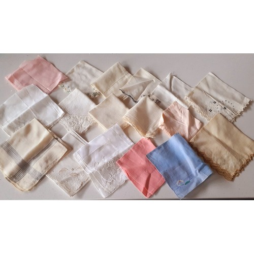 49 - A box of Victorian and later handkerchiefs to include silk, embroidered and lace surround examples. ... 