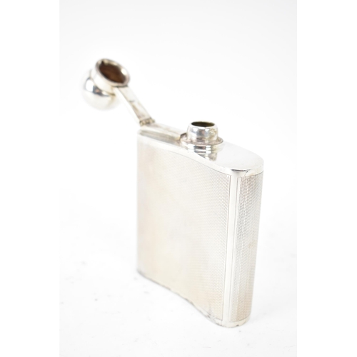 108 - An Elizabeth II silver hip flask by Joseph Gloster Ltd, hallmarked Birmingham 1976, having a curved ... 