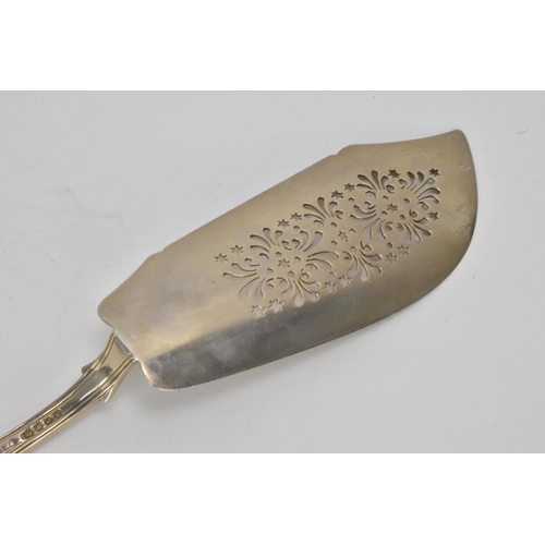 11 - A William IV silver fish slice, makers marks possibly for William Brown, hallmarked London 1834, in ... 