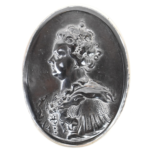 110 - An 18th/19th century silver mounted moulded tortoiseshell snuff-Box, of oval form, the cover moulded... 