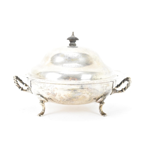 119 - An Edwardian silver lidded serving bowl by The Alexander Clark Manufacturing Co, hallmarked Birmingh... 