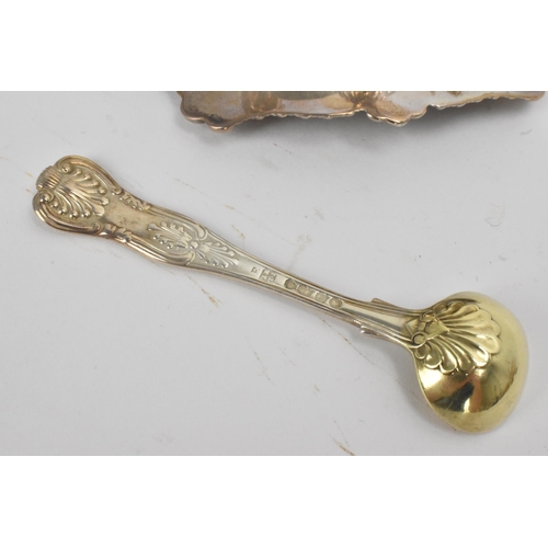 12 - A pair of George III silver salts and two later Victorian spoons, the salts hallmarked London 1799 a... 