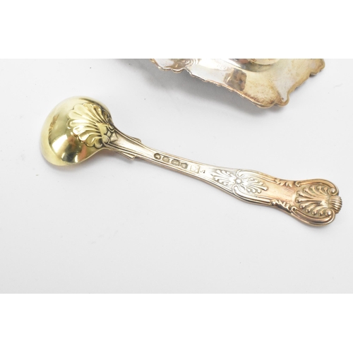 12 - A pair of George III silver salts and two later Victorian spoons, the salts hallmarked London 1799 a... 