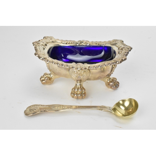 12 - A pair of George III silver salts and two later Victorian spoons, the salts hallmarked London 1799 a... 