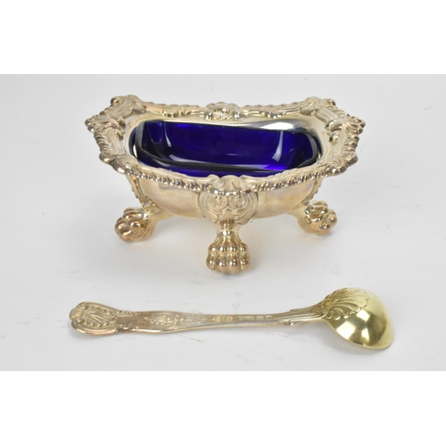 12 - A pair of George III silver salts and two later Victorian spoons, the salts hallmarked London 1799 a... 