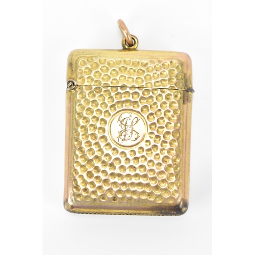 131 - An Edwardian 9ct gold vesta case by A & J Zimmerman Ltd (Arthur & John Zimmerman), hallmarked Birmin... 