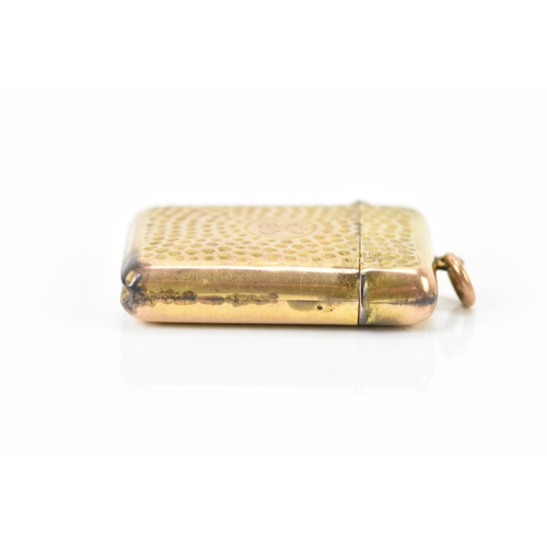 131 - An Edwardian 9ct gold vesta case by A & J Zimmerman Ltd (Arthur & John Zimmerman), hallmarked Birmin... 