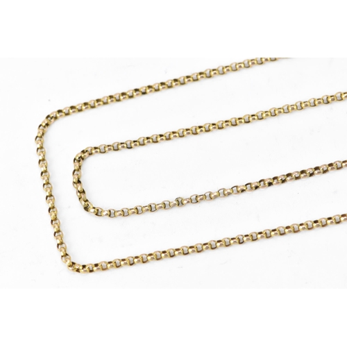 133 - A yellow metal rope length chain link necklace, with a 9ct gold dog clip clasp, total length approxi... 