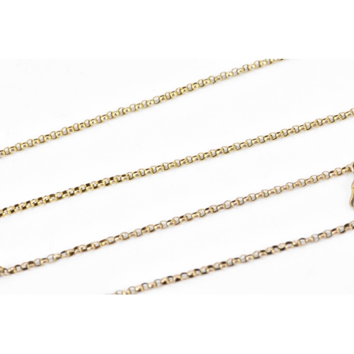 133 - A yellow metal rope length chain link necklace, with a 9ct gold dog clip clasp, total length approxi... 