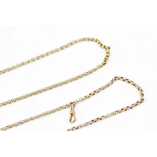 133 - A yellow metal rope length chain link necklace, with a 9ct gold dog clip clasp, total length approxi... 