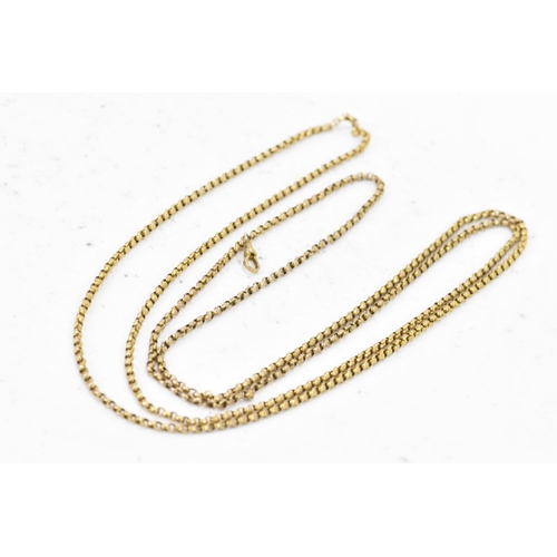 133 - A yellow metal rope length chain link necklace, with a 9ct gold dog clip clasp, total length approxi... 