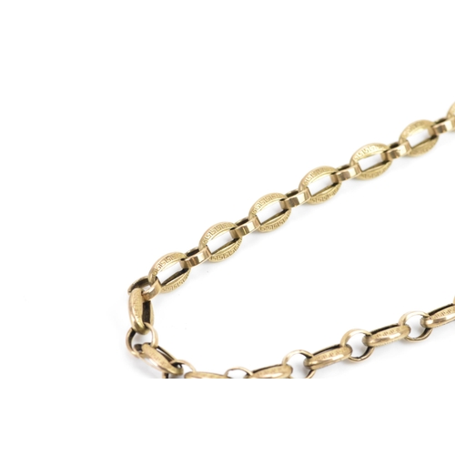 245 - A 9ct gold late 19th/early 20th century chain link  belcher necklace, the oval links engraved with a... 