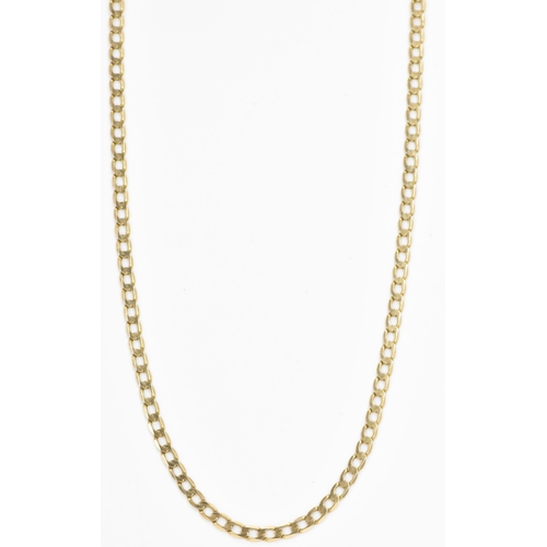 246 - A 9ct gold flat curb chain link necklace, with a lobster claw clasp, stamped 375, 53.5cm, 14.4 grams