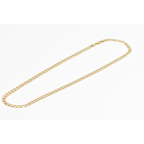 246 - A 9ct gold flat curb chain link necklace, with a lobster claw clasp, stamped 375, 53.5cm, 14.4 grams