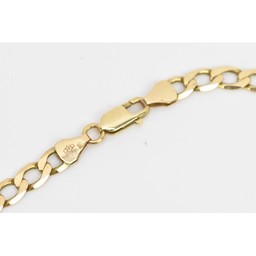 246 - A 9ct gold flat curb chain link necklace, with a lobster claw clasp, stamped 375, 53.5cm, 14.4 grams