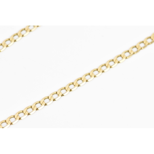 246 - A 9ct gold flat curb chain link necklace, with a lobster claw clasp, stamped 375, 53.5cm, 14.4 grams