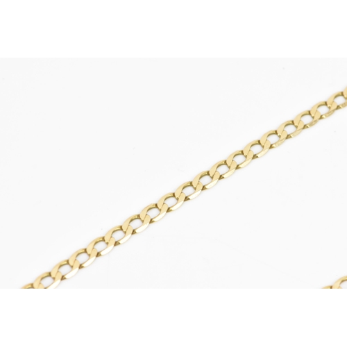 246 - A 9ct gold flat curb chain link necklace, with a lobster claw clasp, stamped 375, 53.5cm, 14.4 grams