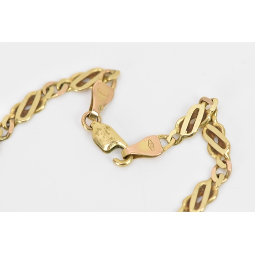 247 - A 9ct gold Celtic chain link necklace, with a lobster claw clasp A/F, stamped 375, 46cm, 7.8 grams