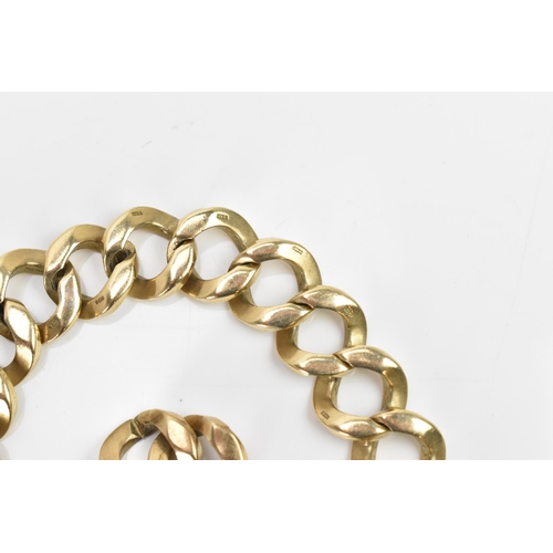 271 - A 9ct gold curb link bracelet, having an open box clasp, stamped 375, with two spare links, 22cm exc... 