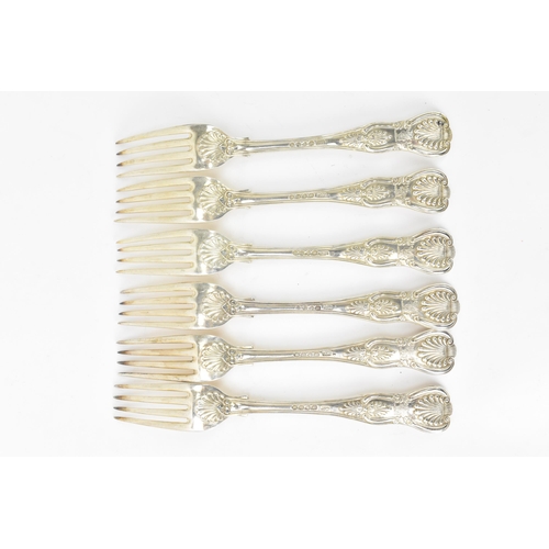 273 - A William IV set of six silver table forks, by William Collins, hallmarked London 1832, in the kings... 