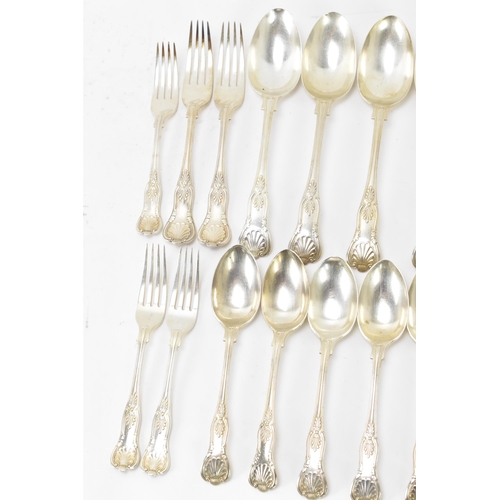 276 - A Victorian set of silver cutlery, by Atkin Brothers, hallmarked Sheffield 1896, each piece in the K... 