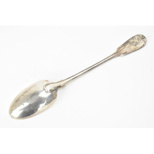 28 - A Victorian silver serving spoon, by William Eaton, hallmarked London 1841, in the fiddle pattern, e... 