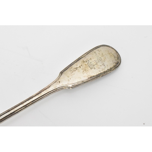 28 - A Victorian silver serving spoon, by William Eaton, hallmarked London 1841, in the fiddle pattern, e... 