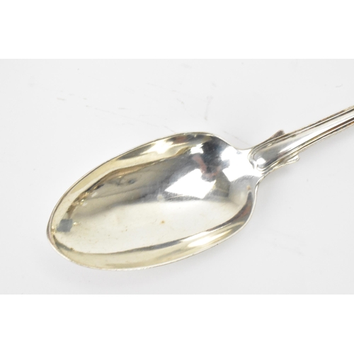 28 - A Victorian silver serving spoon, by William Eaton, hallmarked London 1841, in the fiddle pattern, e... 