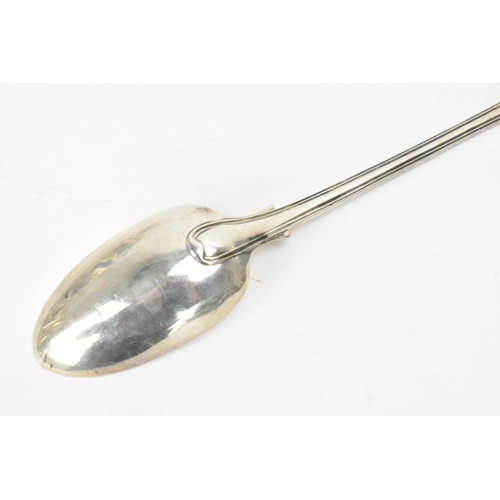 28 - A Victorian silver serving spoon, by William Eaton, hallmarked London 1841, in the fiddle pattern, e... 