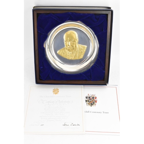 282 - An Elizabeth II silver Churchill Centenary Trust Plate, limited Edition, created by John Pinches and... 