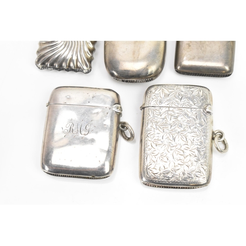 285 - Five Victorian and later silver vesta cases, with various dates and makers, including one engraved w... 