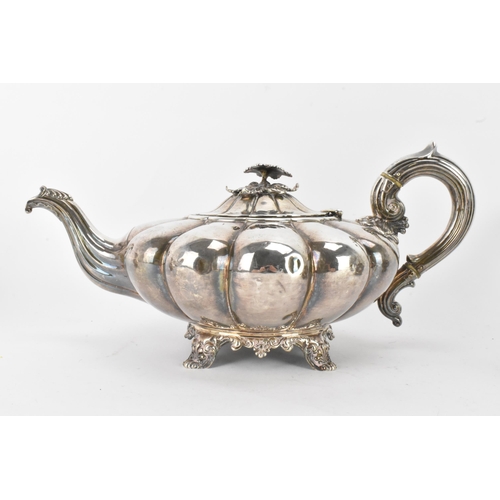 32 - A 19th century matched Irish silver tea set comprising a teapot by Patrick Loughlin, hallmarked Dubl... 