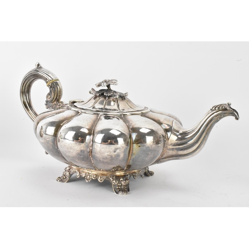 32 - A 19th century matched Irish silver tea set comprising a teapot by Patrick Loughlin, hallmarked Dubl... 