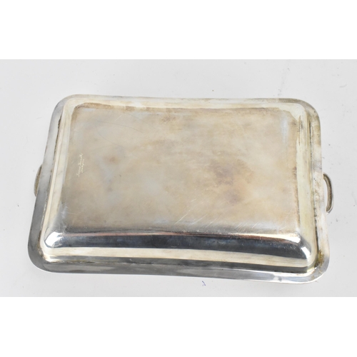 35 - A George VI silver entree dish by Thomas Bradbury & Sons Ltd, hallmarked Sheffield 1937, of rectangu... 